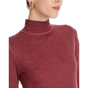 Madewell Second Skin Mock Neck Long Sleeve Tee Top Heathered Burgundy XL
